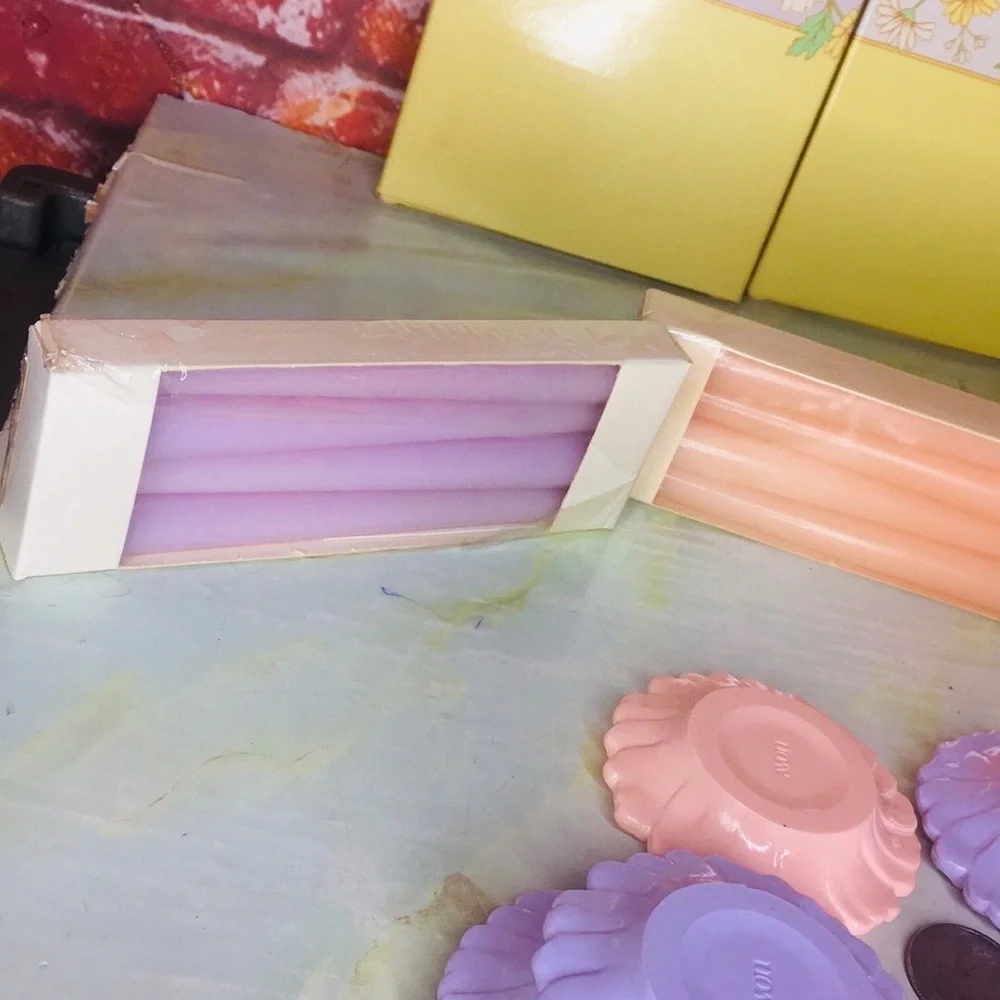 Vintage Avon Set of Three Pastel Fancy Flower Daisy Candle Sets